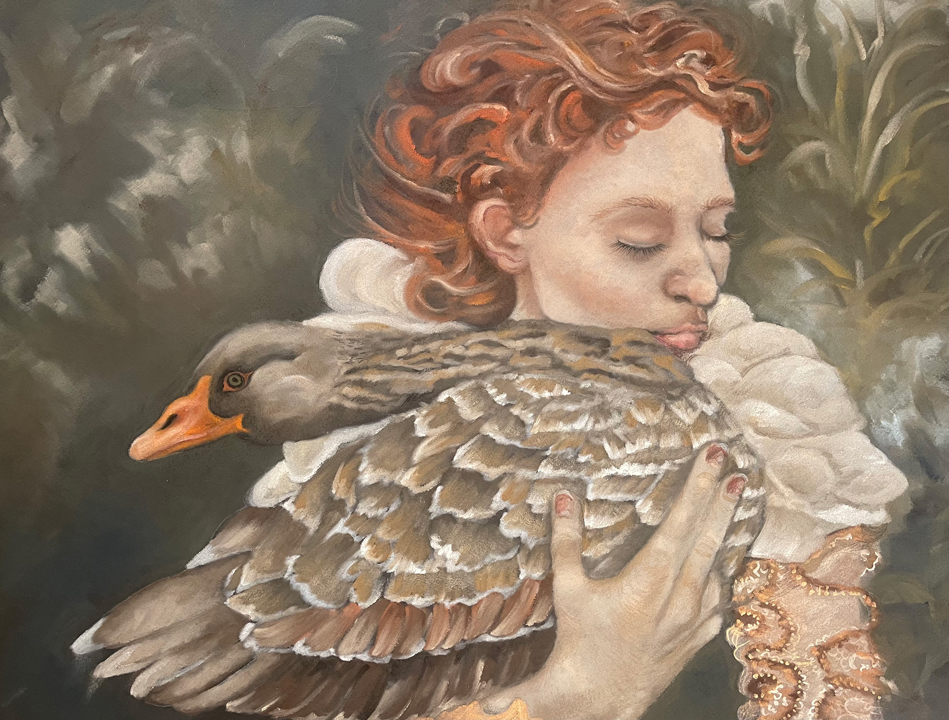 woman with duck portrait